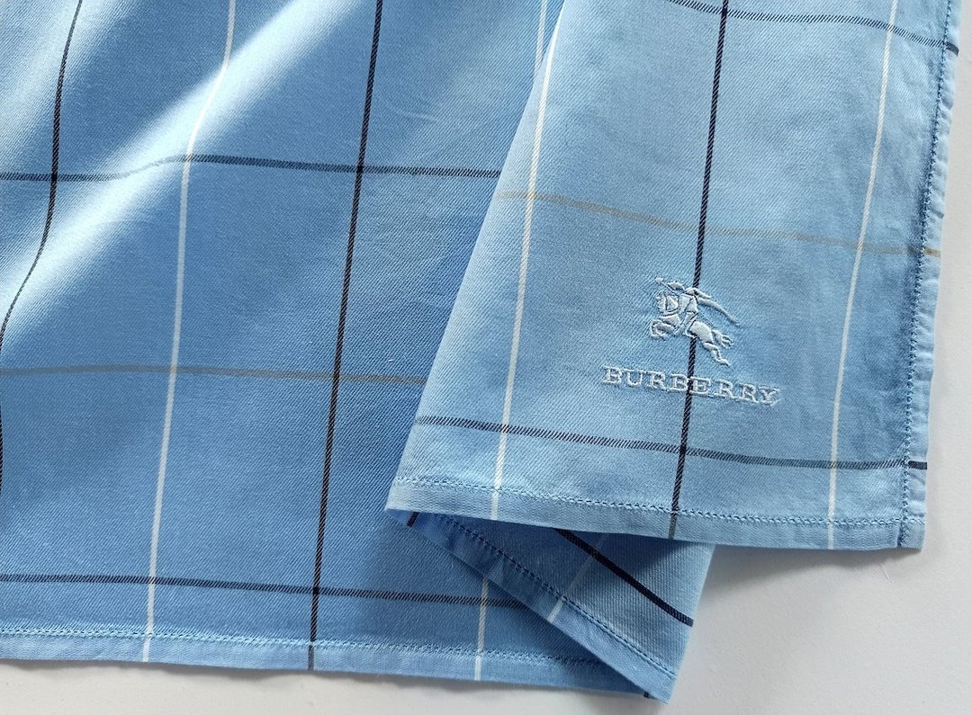 Burberry 蓝色格纹古董手帕 19 x 18.5 英寸 - 手帕/方巾 - 棉 蓝色