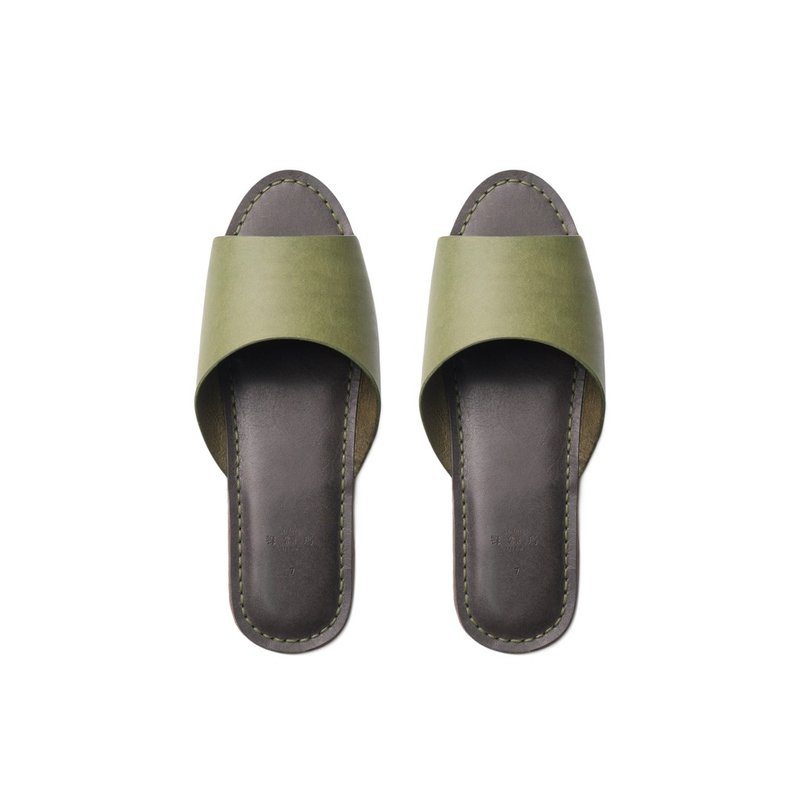 DIY材料包 简约真皮居家室内拖鞋 M1-049 - 皮件 - 真皮 绿色