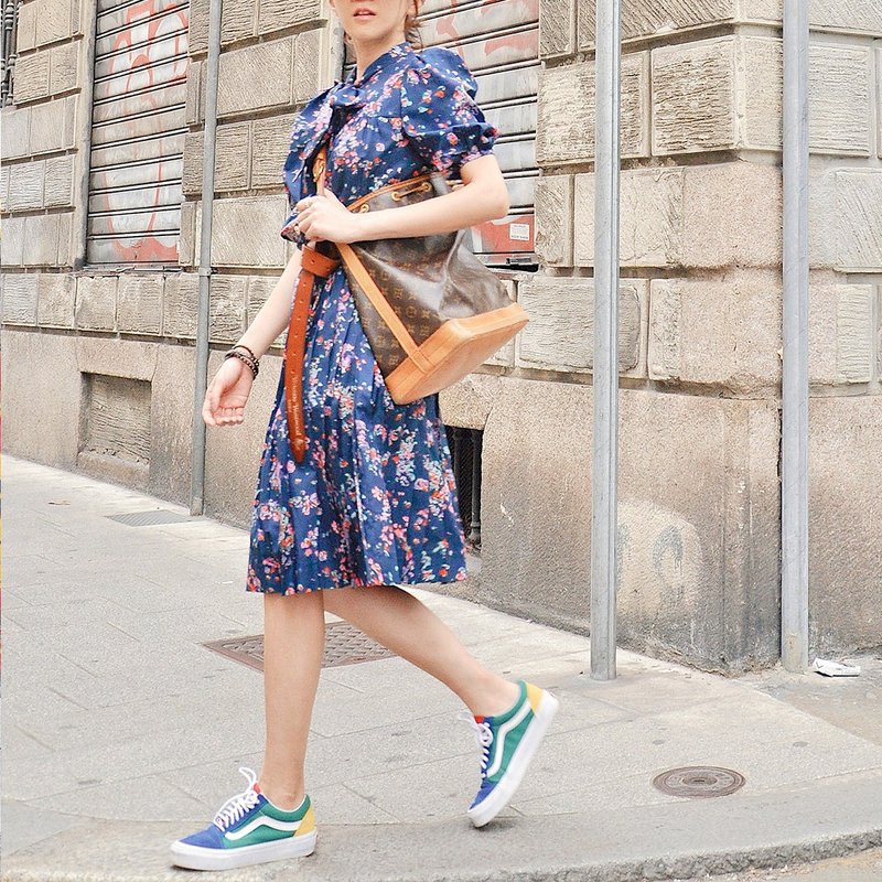 70年代意大利蓝碎花小洋装 - 洋装/连衣裙 - 聚酯纤维 蓝色