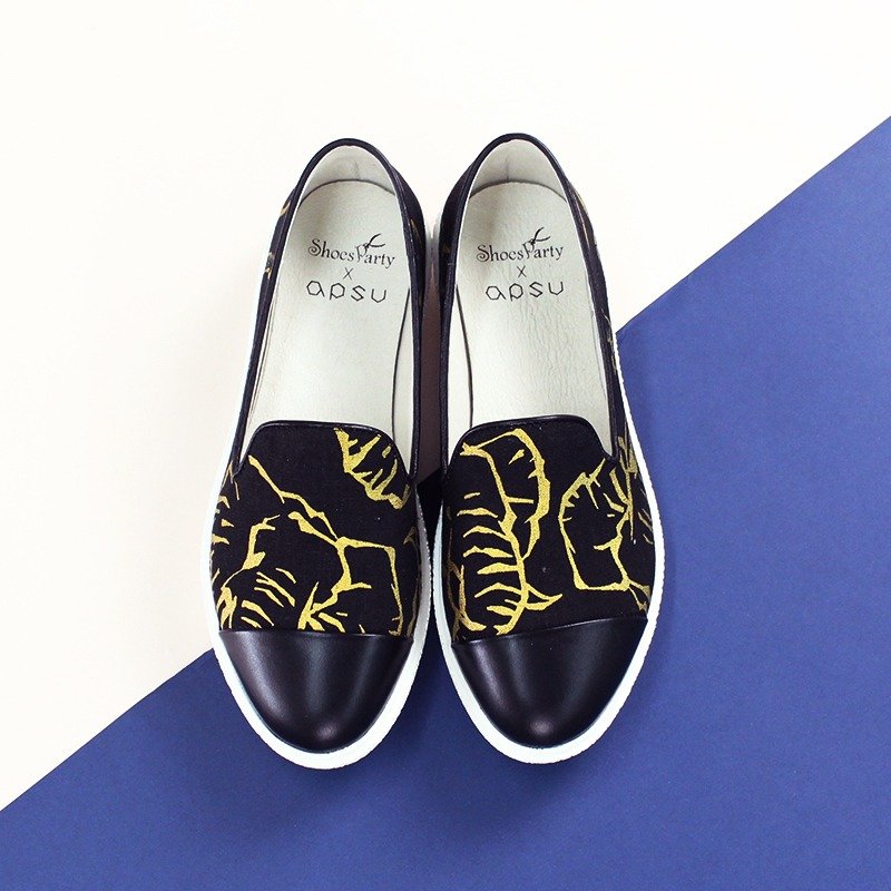 【37号现货】奥斯卡金象奖厚底休闲鞋/日本布料/M2-16011F - 芭蕾鞋/娃娃鞋 - 棉．麻 黑色