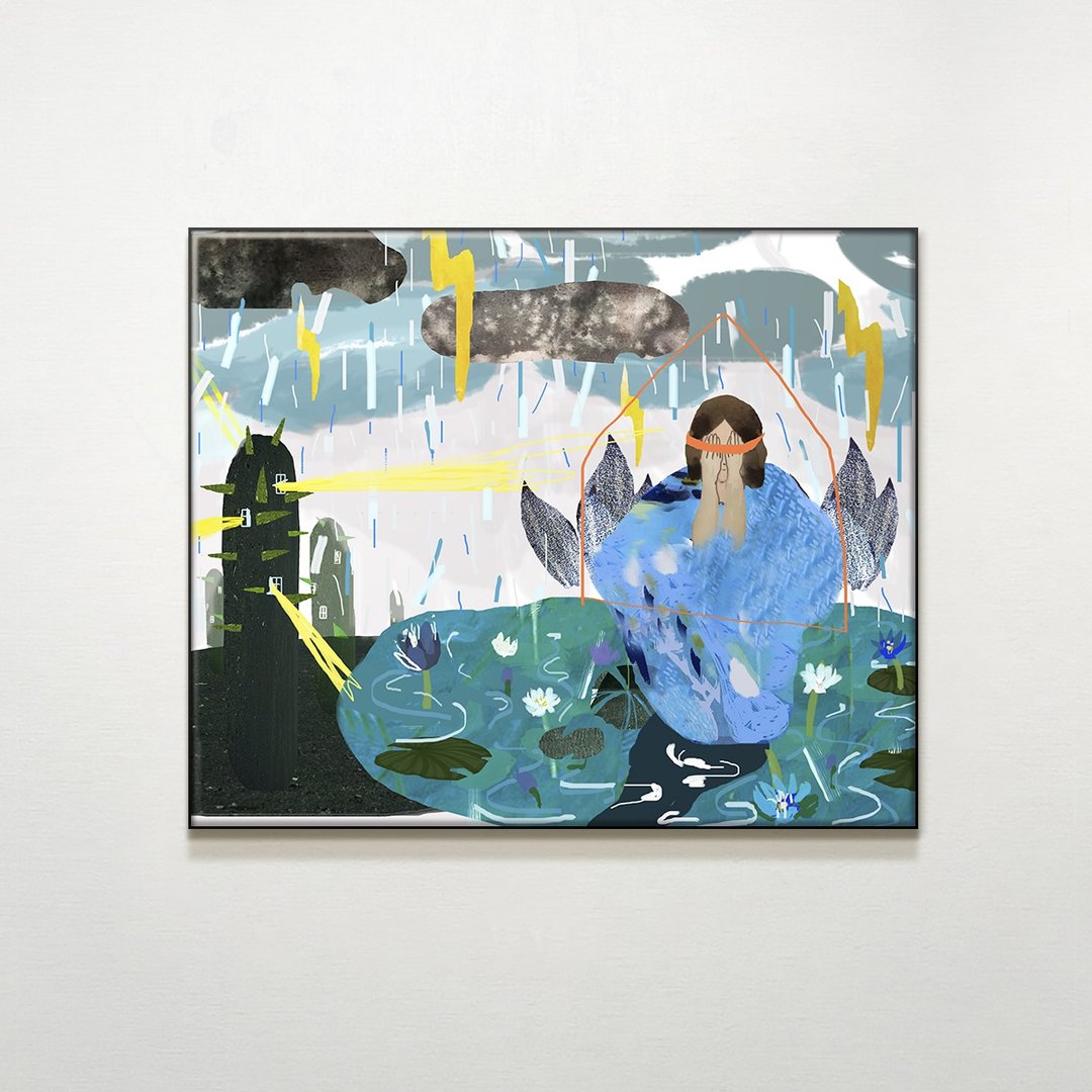 雷阵雨 / 李聿安.插画.客厅.卧室挂画.空间布置.家居布置 - 海报/装饰画/版画 - 防水材质 