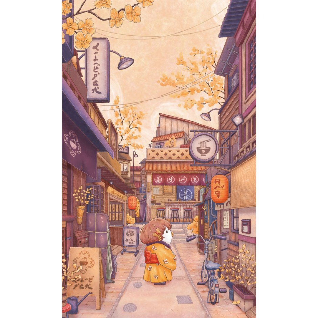【木质拼图 挂画】波宝微小日常-夕阳下的街景 台湾原创插画 - 拼图 - 木头 橘色