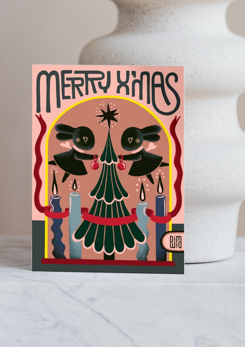 小黑兔系列-圣诞卡//明信片/贺卡/复古/小动物 - 卡片/明信片 - 纸 粉红色