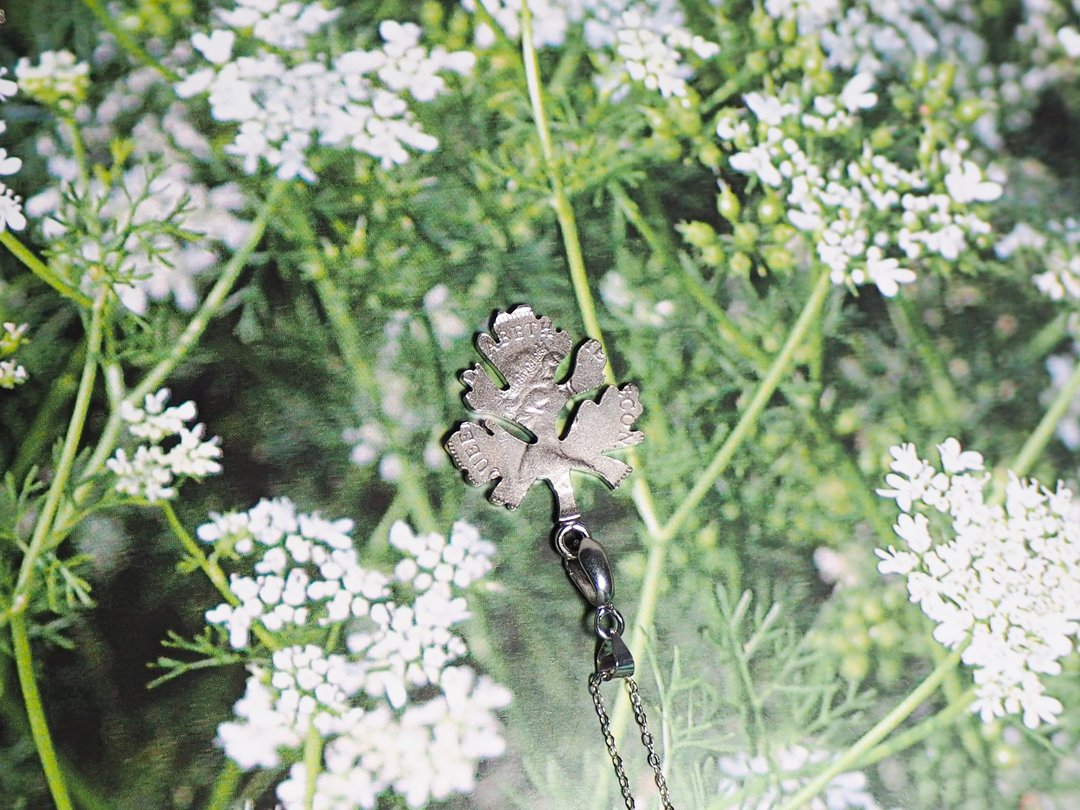香港一元硬币 芫荽颈链 - 项链 - 铜/黄铜 银色