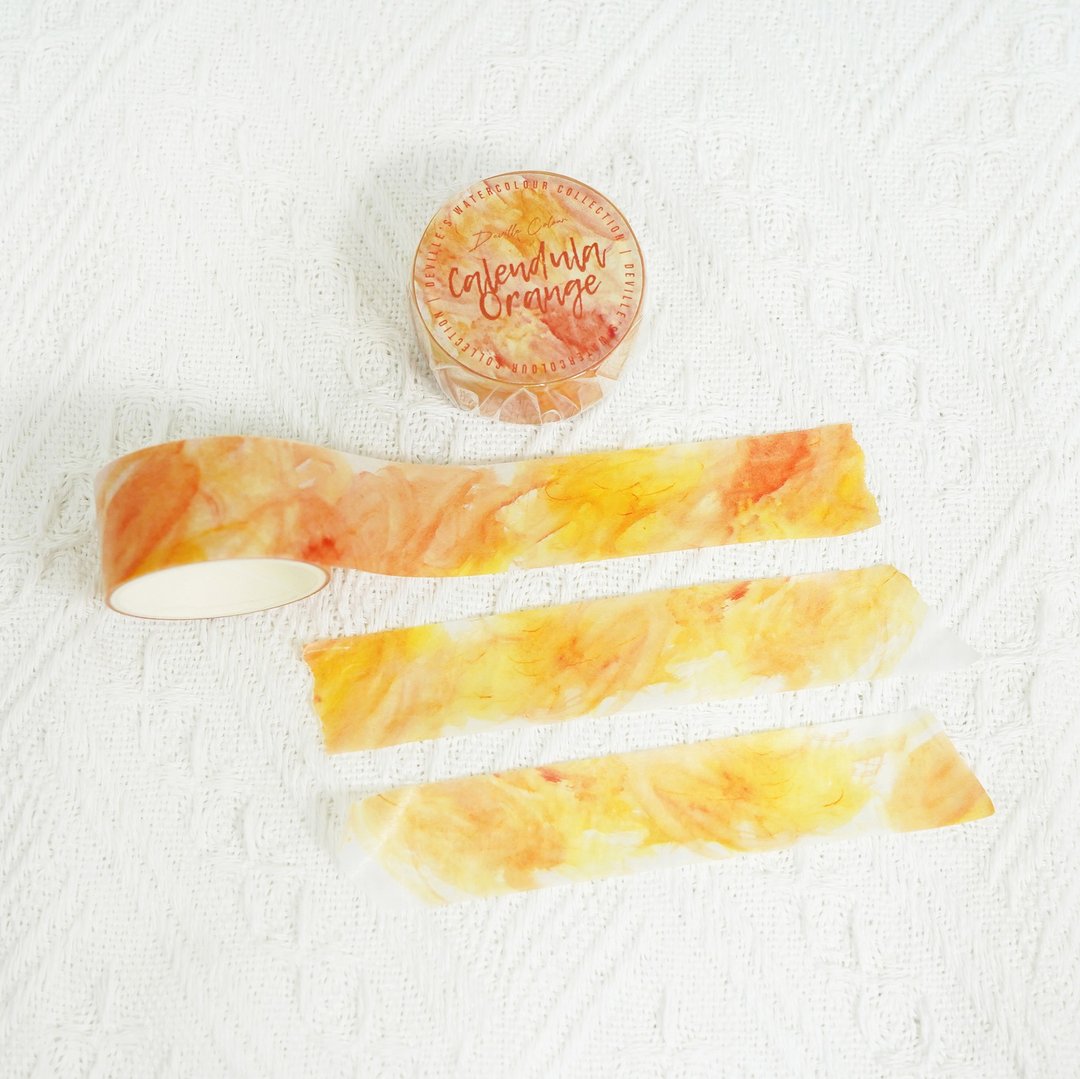 【Calendula Orange 橙金盏花】水彩祝福 和纸胶带 手帐装饰 拼贴 - 纸胶带 - 纸 橘色