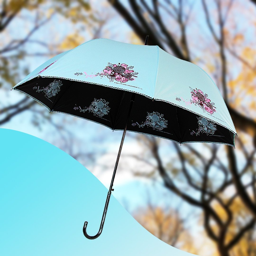 双龙花语黑胶宫廷伞直立伞自动晴雨伞(湖水蓝) - 雨伞/雨衣 - 防水材质 透明