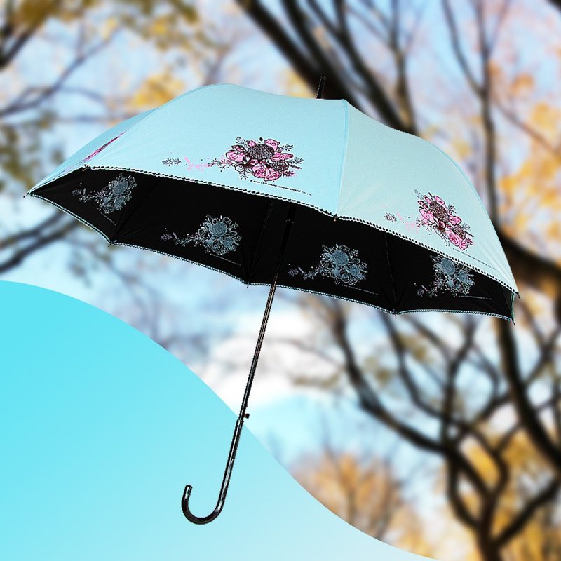 双龙花语黑胶宫廷伞直立伞自动晴雨伞(湖水蓝) - 雨伞/雨衣 - 防水材质 透明