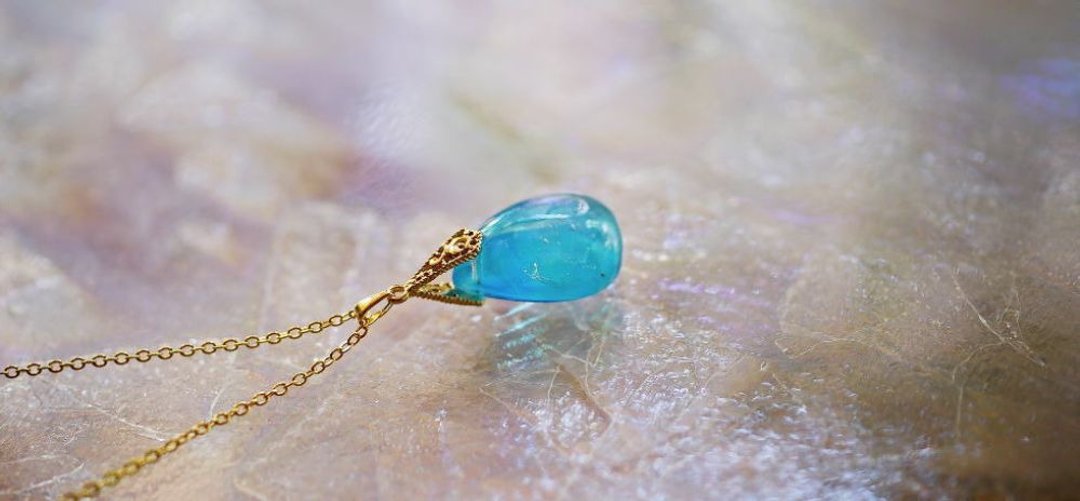 Blue fog drops - 项链 - 玻璃 蓝色