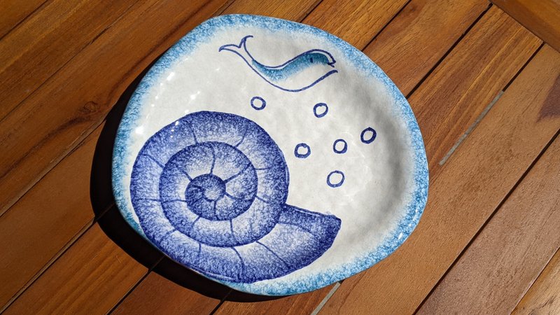 意大利手工陶-MD地中海 沙拉盘23cm - 盘子/餐盘/盘架 - 陶 蓝色