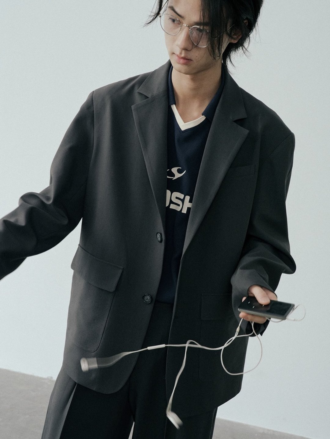 安静的疯子 松弛感休闲西装外套 - 男装外套 - 其他材质 灰色
