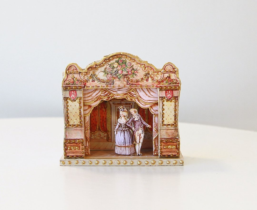 Puppet theater. Ancient puppet theatre. Dolls house miniature. For doll House. 1 - 其他 - 木头 多色