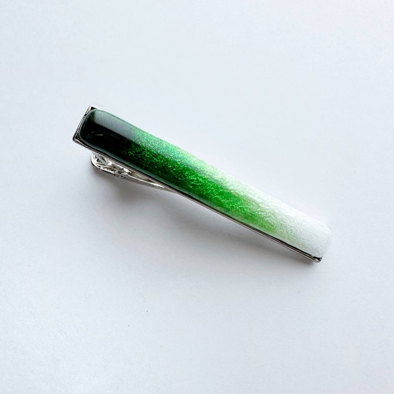Gradation Tie Clip Forest Green Cloisonne Tie Clip - 领带/领带夹 - 其他材质 绿色