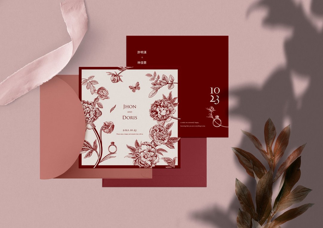 W&W婚卡盛宴-花园no.14喜帖-红玉 - 喜帖 - 纸 
