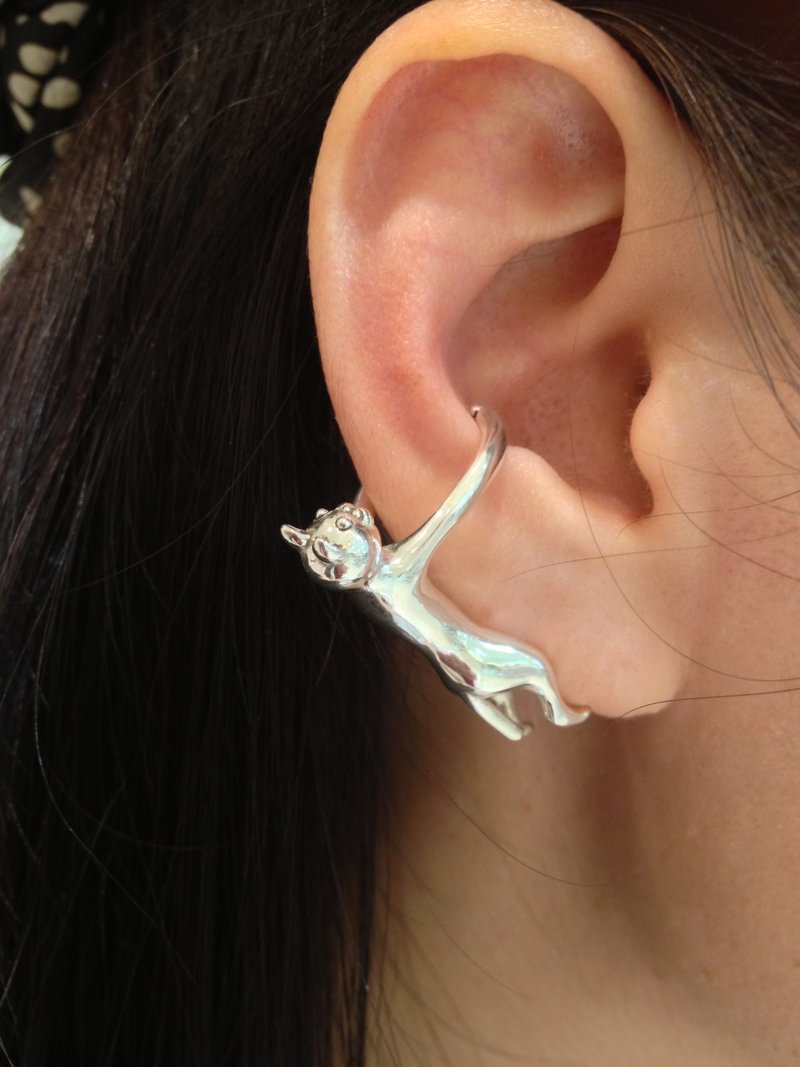 Adjustable ear clip (large) / shining / Material: silver925 - 耳环/耳夹 - 其他金属 银色