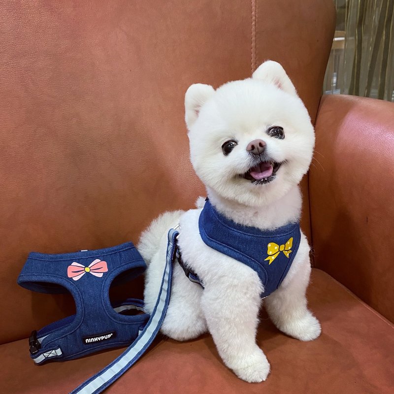 蝴蝶结造型 胸背衣牵绳 猫咪狗狗外出胸背带 反光安全 定制姓名 - 项圈/牵绳 - 棉．麻 多色