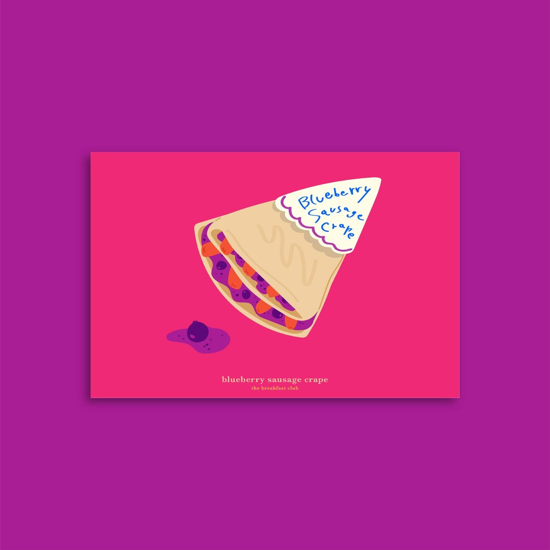 Postcard - Blueberry sausage crape - 卡片/明信片 - 纸 黄色