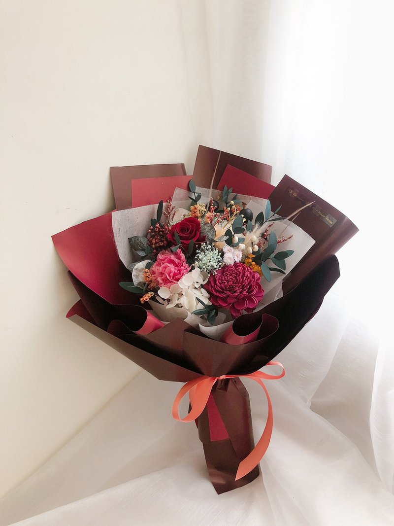 母亲节礼物 干燥花 永生花 康乃馨 盆花 母亲节 花束 康乃馨花束 - 干燥花/捧花 - 植物．花 红色