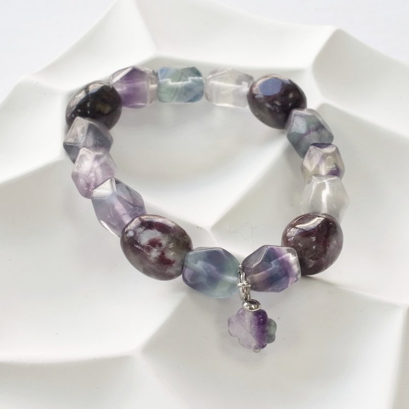 B067七轮调和手串/梅花碧玺/萤石/天然晶石/能量石/原生态 - 手链/手环 - 水晶 多色