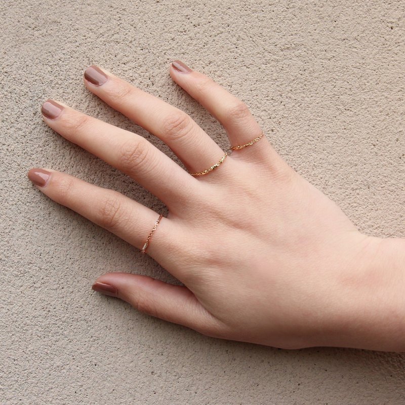 14K纯玫瑰金 义式螺纹刻花 链戒 最后尺码 - 戒指 - 贵金属 粉红色