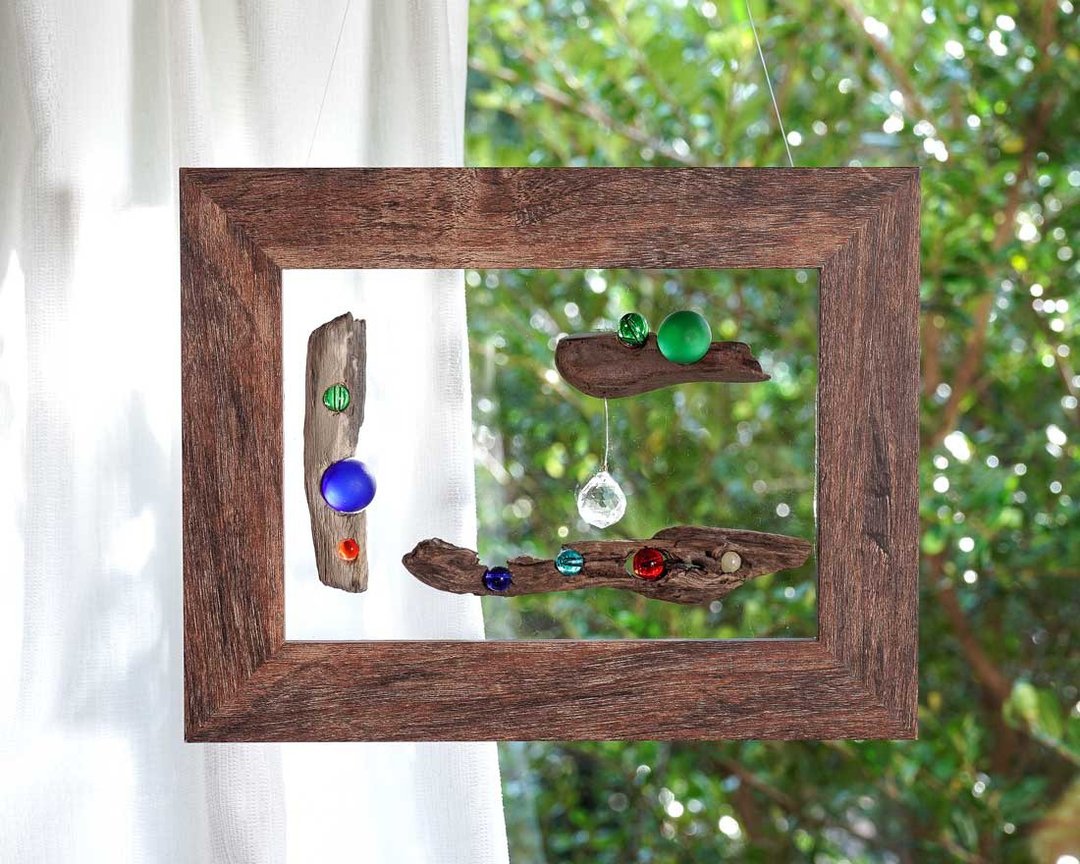 driftwood sun catcher window decoration glass ball glass ball marble wall décor natural art ２５ - 墙贴/壁贴 - 木头 咖啡色