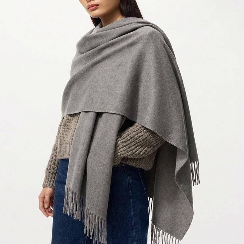 尼泊尔100%喀什米尔高原羊绒灰色颈巾围巾披肩款 酷款 - 围巾/披肩 - 羊毛 灰色