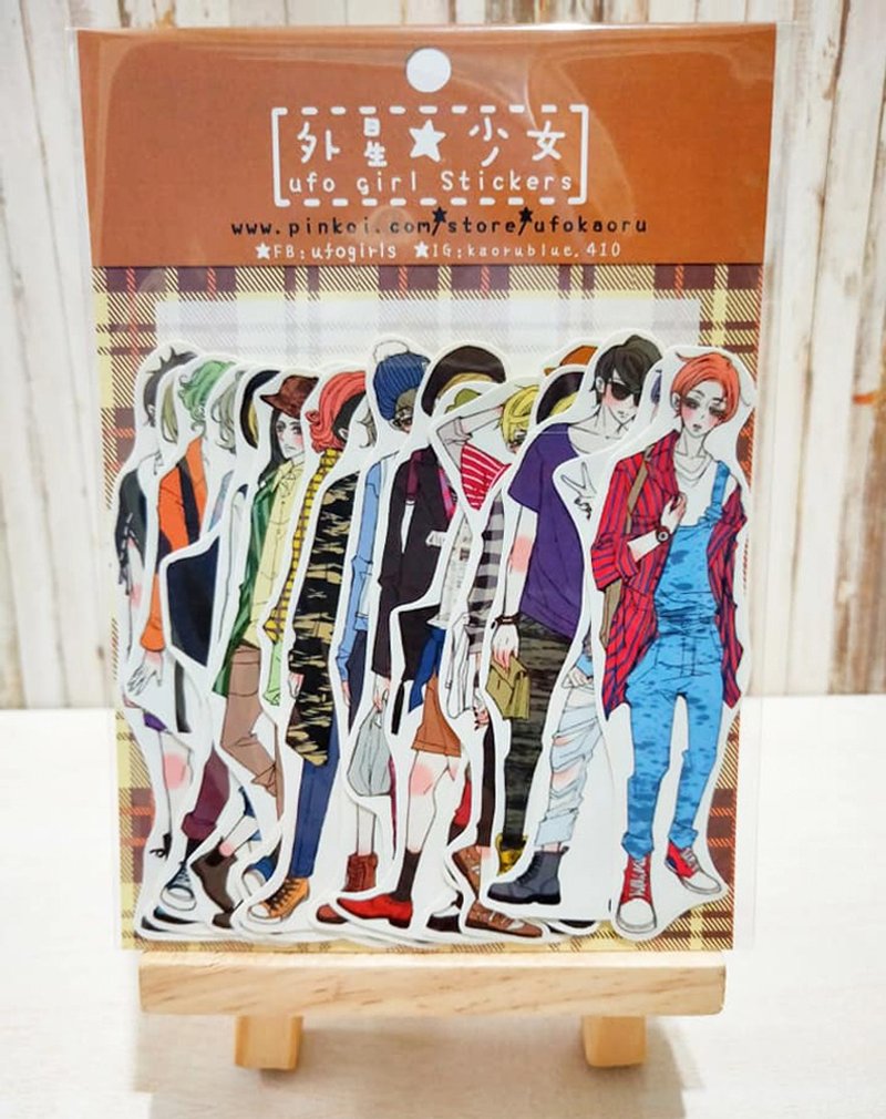 古着少年 贴纸组 (18入) - 贴纸 - 纸 卡其色