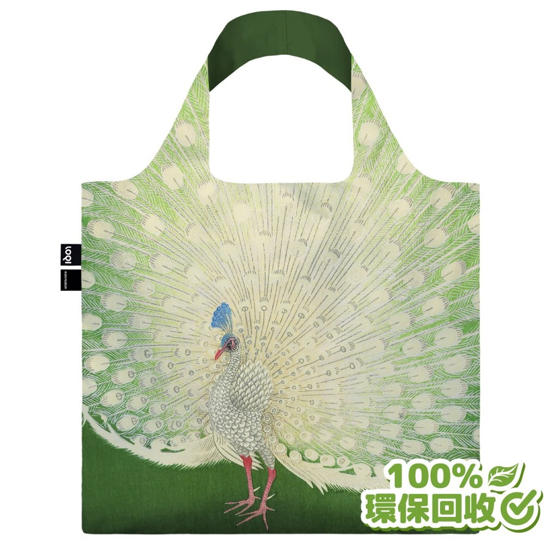 LOQI环保材质购物袋|博物馆-小原古邨孔雀开屏OKPE(无扣带、暗袋) - 侧背包/斜挎包 - 聚酯纤维 绿色