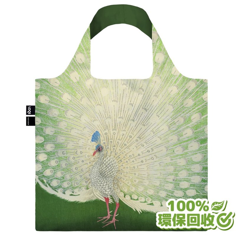 LOQI环保材质购物袋|博物馆-小原古邨孔雀开屏OKPE(无扣带、暗袋) - 侧背包/斜挎包 - 聚酯纤维 绿色