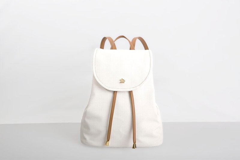 保证不脱皮-一年保固-台湾制作-纯素皮革－经典后背包_牛奶糖 - 侧背包/斜挎包 - 防水材质 白色