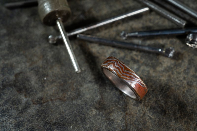 木目金 木纹金 银铜木纹金 戒指 - 戒指 - 贵金属 多色