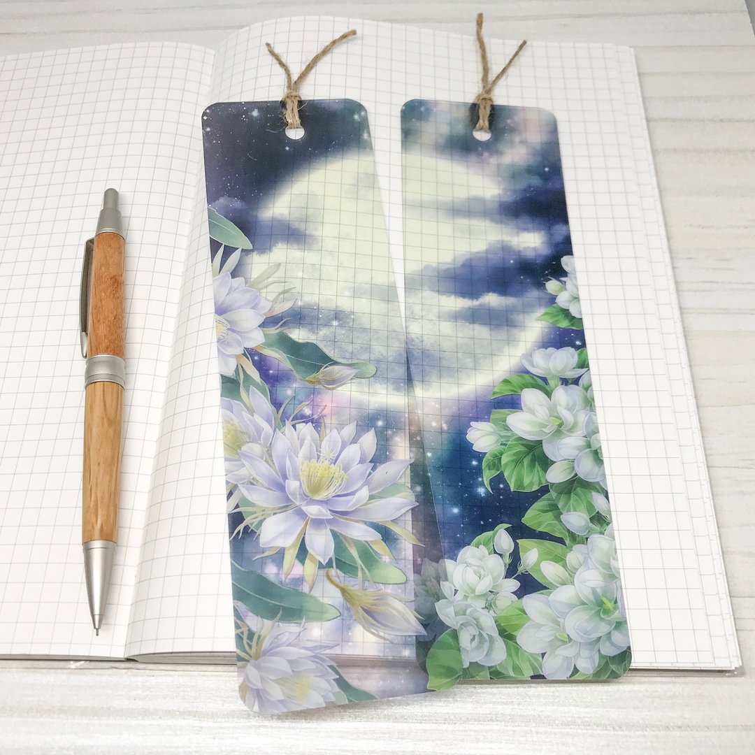 昙花/茉莉花透明卡书签组 - 书签 - 塑料 蓝色