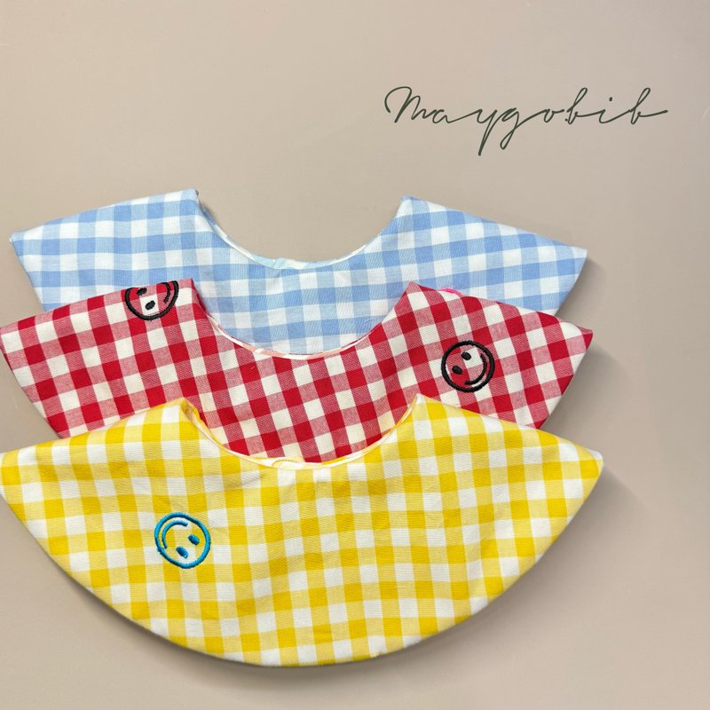 Maygo.bib.微笑刺绣大圆兜、手作围兜、双面兜、平安符袋、香火袋 - 围嘴/口水巾 - 棉．麻 多色