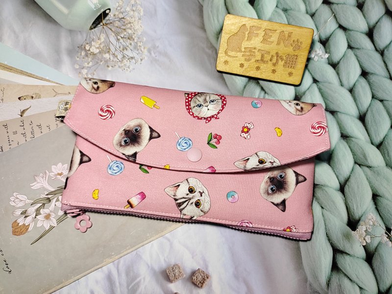 韩国棉布款猫叔粉色娃娃拉链布红包袋-拉链红包袋-手作布红包袋-- - 手拿包 - 棉．麻 