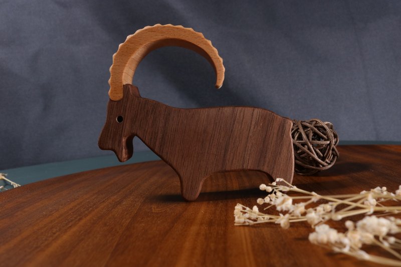 疗愈系木偶 x 心愈伙伴 - 努比亚羱羊(努比亚北山羊) - 玩偶/公仔 - 木头 咖啡色