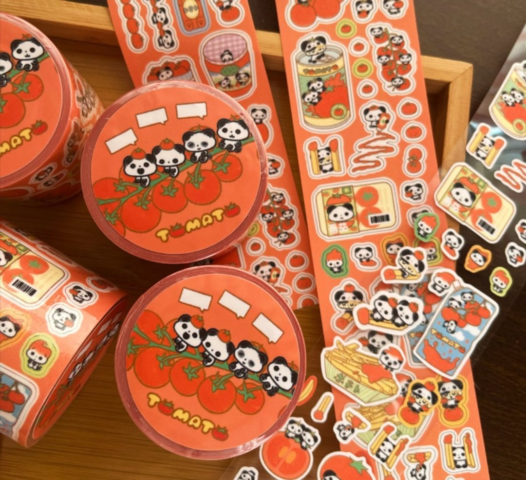 【红红番茄】可爱韩系模切贴纸卷 / 手帐胶带 - 纸胶带 - 纸 多色