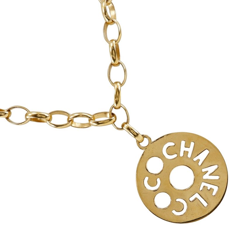 【日本直送】香奈儿 CHANEL 圆形Logo 项链 Vintage 镀金 约170g женские【二手品】 - 项链 - 其他金属 金色