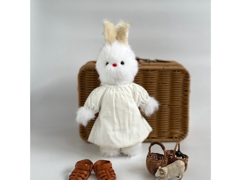 罩衫连身裙毛绒动物服装 - 玩具/玩偶 - 棉．麻 白色