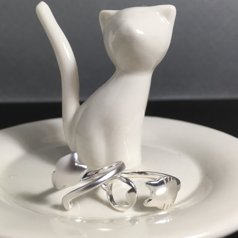 925钝银 猫系列-猫之戒 - 戒指 - 其他金属 银色