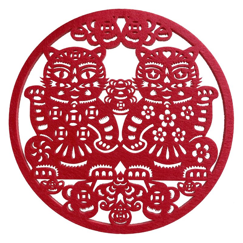 【虎发虎旺】招财虎毛毡春联挂饰 - 摆饰 - 聚酯纤维 红色