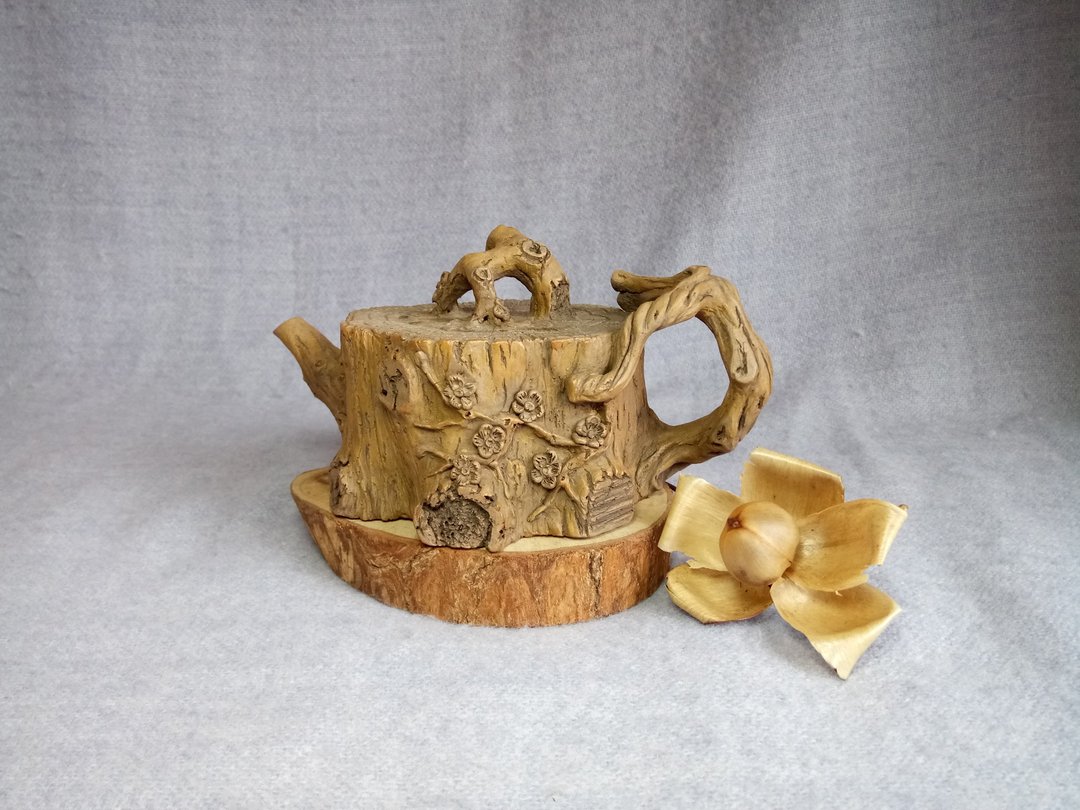 梅桩 手捏壶 - 茶具/茶杯 - 陶 卡其色