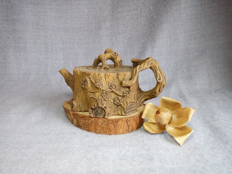 梅桩 手捏壶 - 茶具/茶杯 - 陶 卡其色