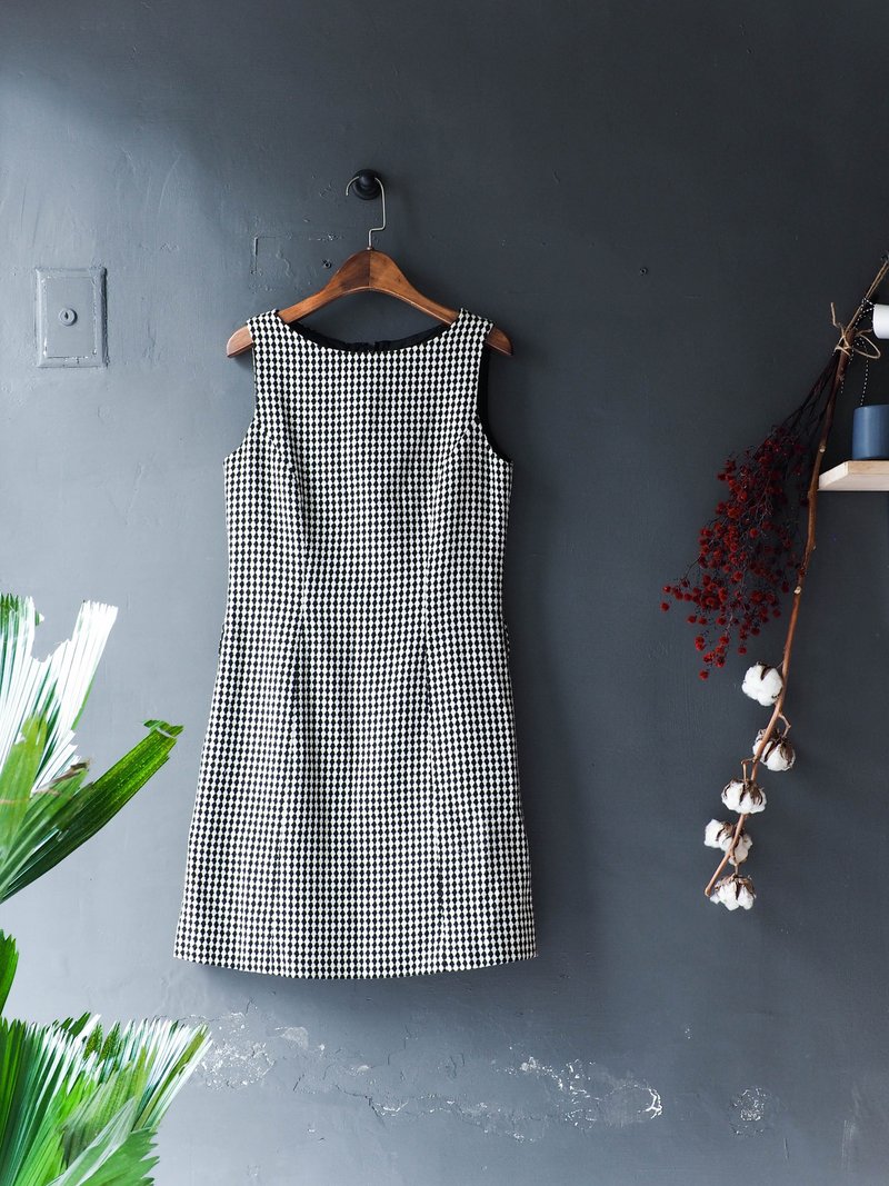 河水山 - 石墨菱形格纹青春记日 古董连身丹宁吊带长裙 overalls oversize vintage denim - 洋装/连衣裙 - 羊毛 多色