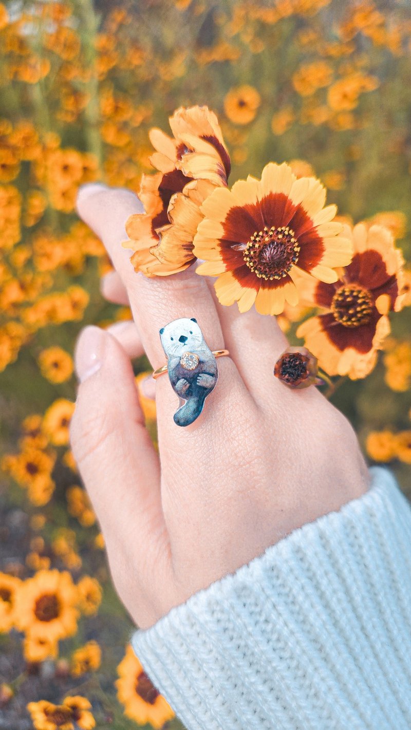 【动物们 No.015】抱紧阳光的小海獭 . 戒指 - 戒指 - 树脂 