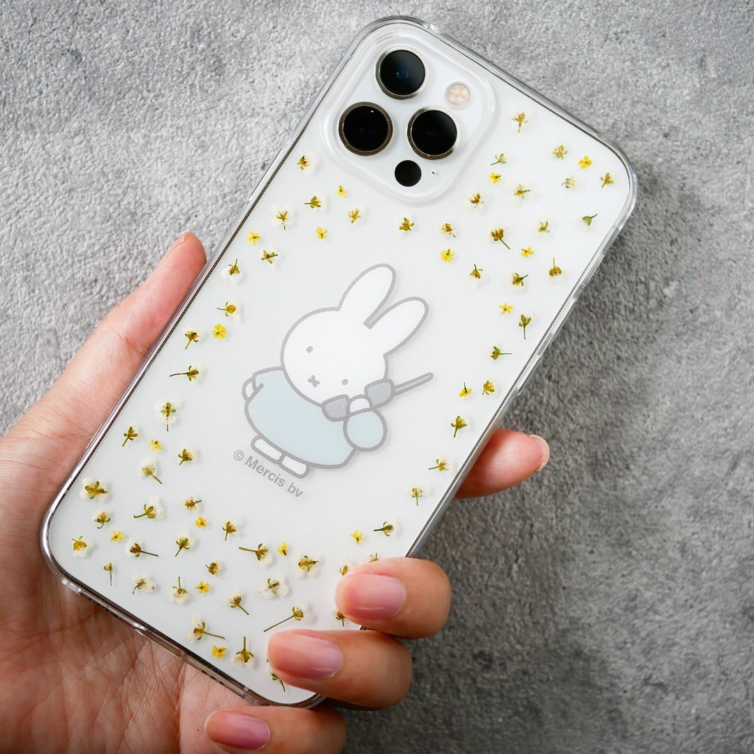 【Pinkoi x miffy】押花 iPhone 手机壳 - 米菲打电话/蓝 - 手机壳/手机套 - 树脂 蓝色