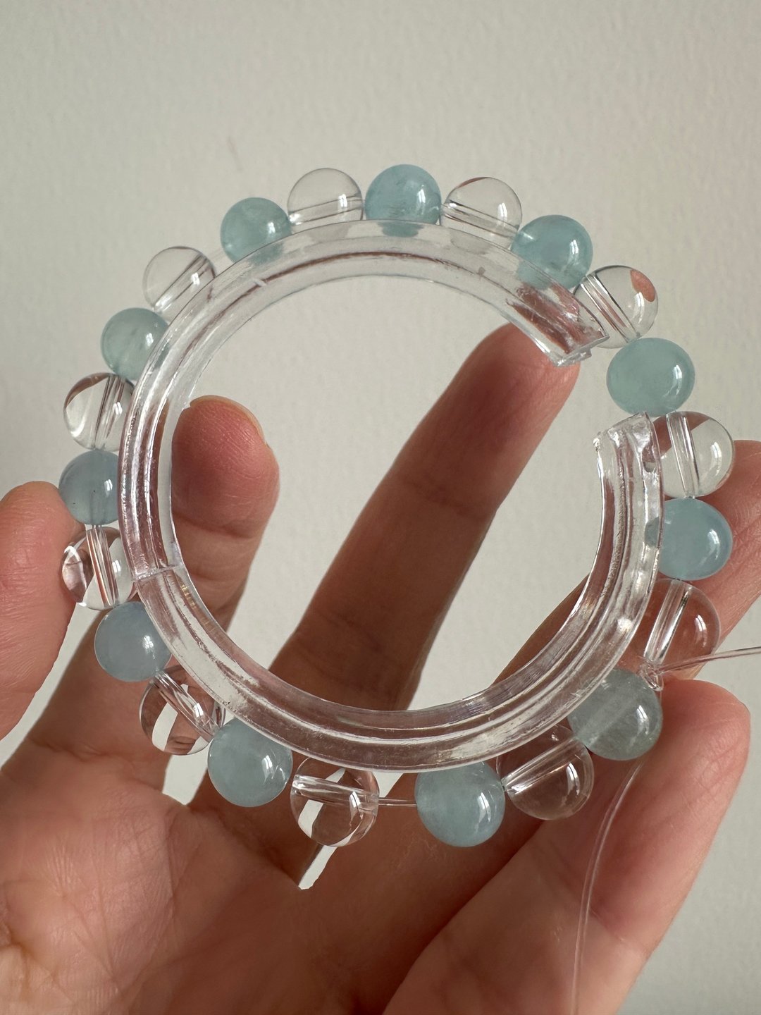 订制 8mm白水晶海蓝宝水晶手链 - 手链/手环 - 水晶 蓝色