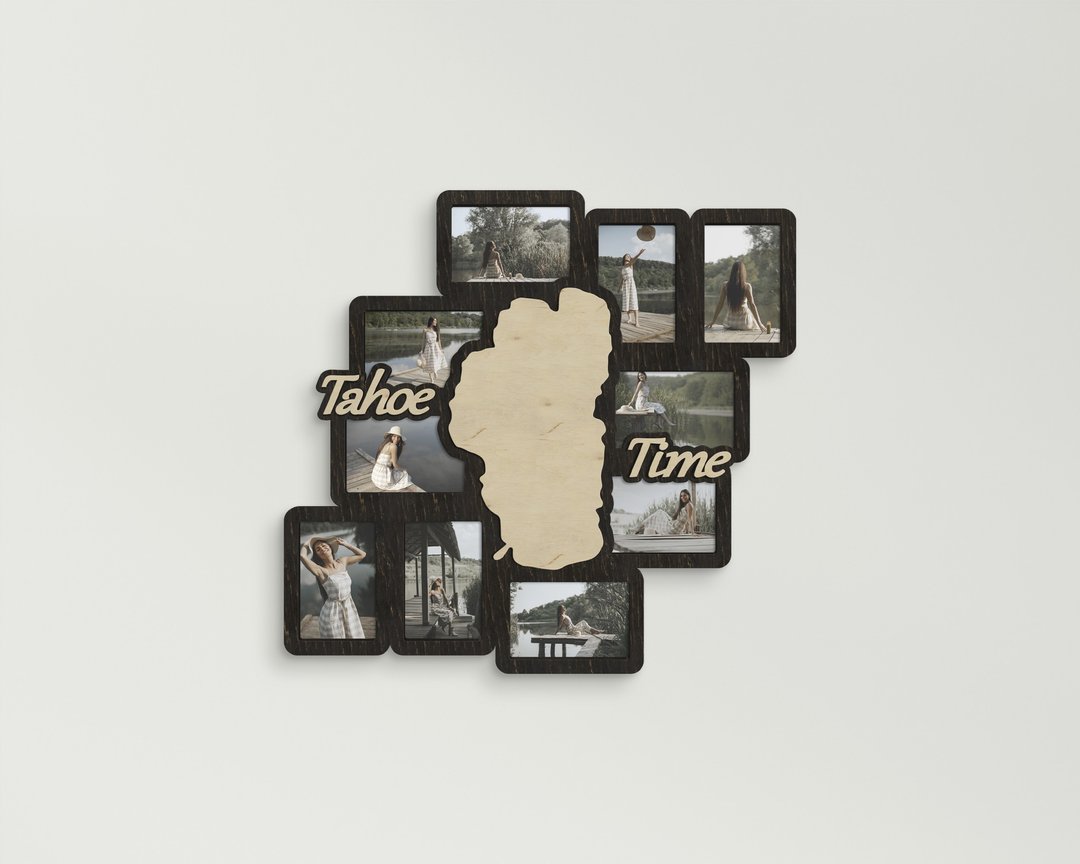 Tahoe lake wall decor Custom color Picture frame collage Engraved cabin decor - 画框/相框 - 木头 多色