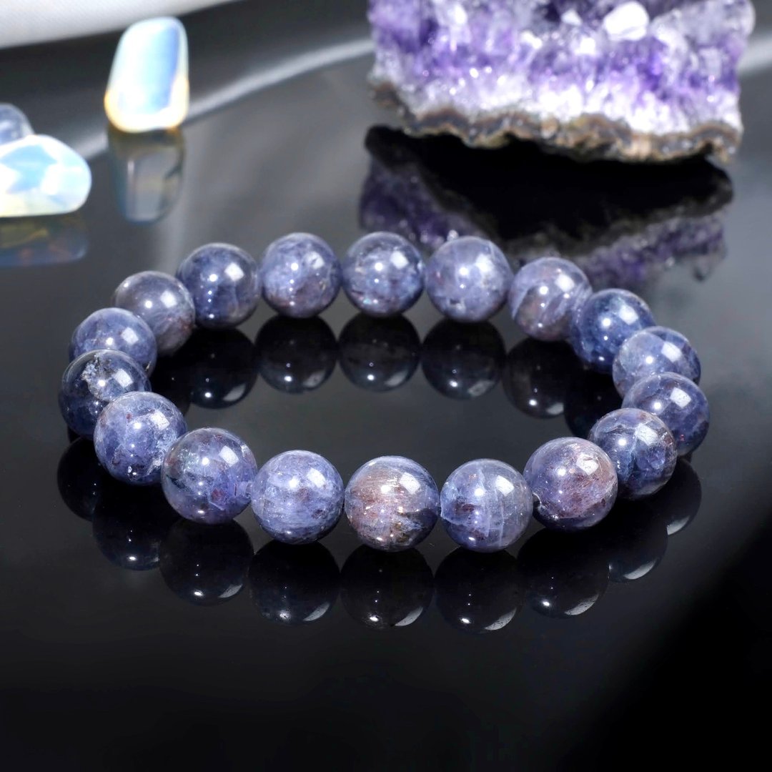 #637 一图一物/10mm星空血滴堇青石水晶手链 - 手链/手环 - 水晶 蓝色