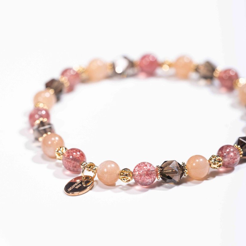 橙月光石草莓晶茶水晶14K镀金手链 | 天然水晶手链礼物 - 手链/手环 - 半宝石 橘色