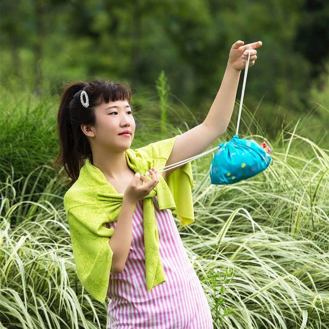 string pouch bag _ blue - 束口袋双肩包 - 棉 蓝色