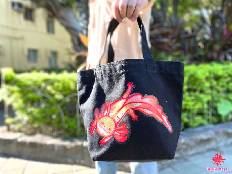 【礼物首选】六角恐龙Hobby黑色帆布便当 - 手提包/手提袋 - 棉．麻 黑色